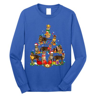 Cat Lover Bengal Tree Christmas Light Kitten Cat Xmas Tree Cool Gift Long Sleeve Shirt