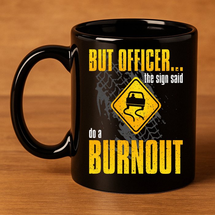Car Lover But Officer the Sign Said Do a Burnout Funny 11oz C Handle Ceramic Mug