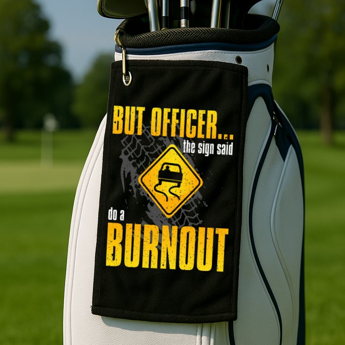 Car Lover But Officer the Sign Said Do a Burnout Funny Golf Towel