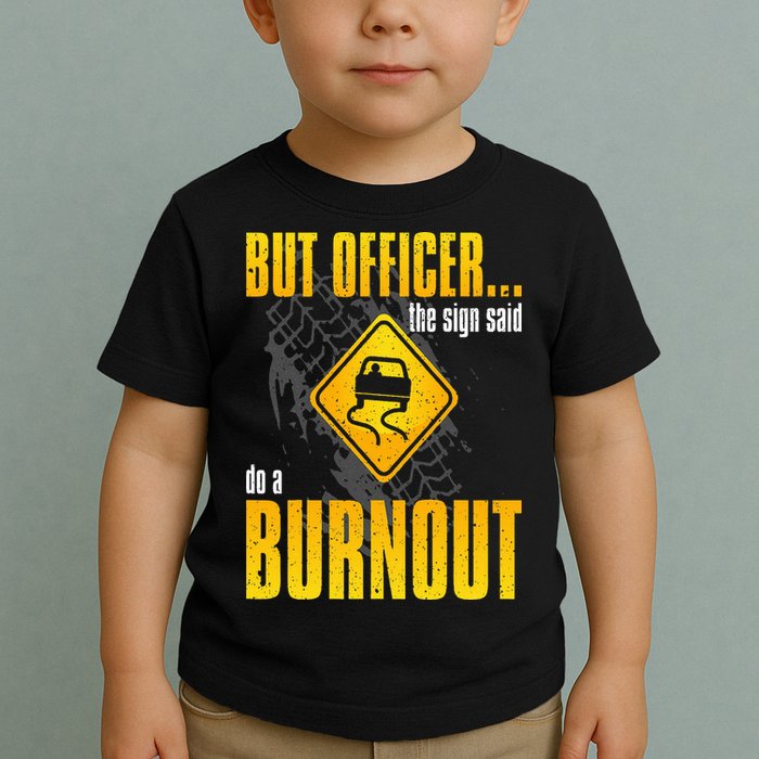 Car Lover But Officer the Sign Said Do a Burnout Funny Toddler T-Shirt
