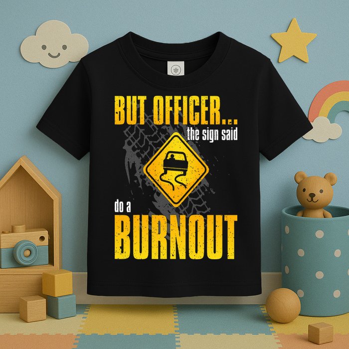 Car Lover But Officer the Sign Said Do a Burnout Funny Toddler T-Shirt