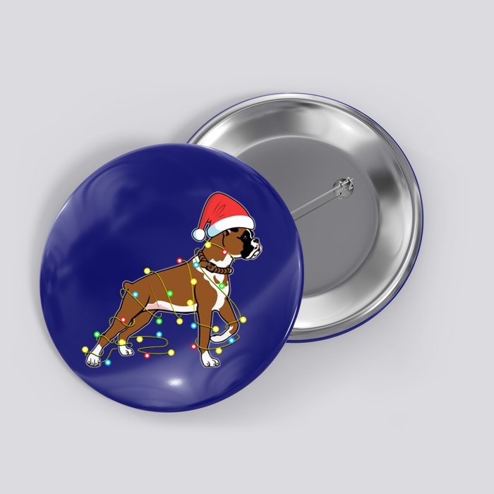 Christmas Lights Boxer Dog Lover Funny Gift Button