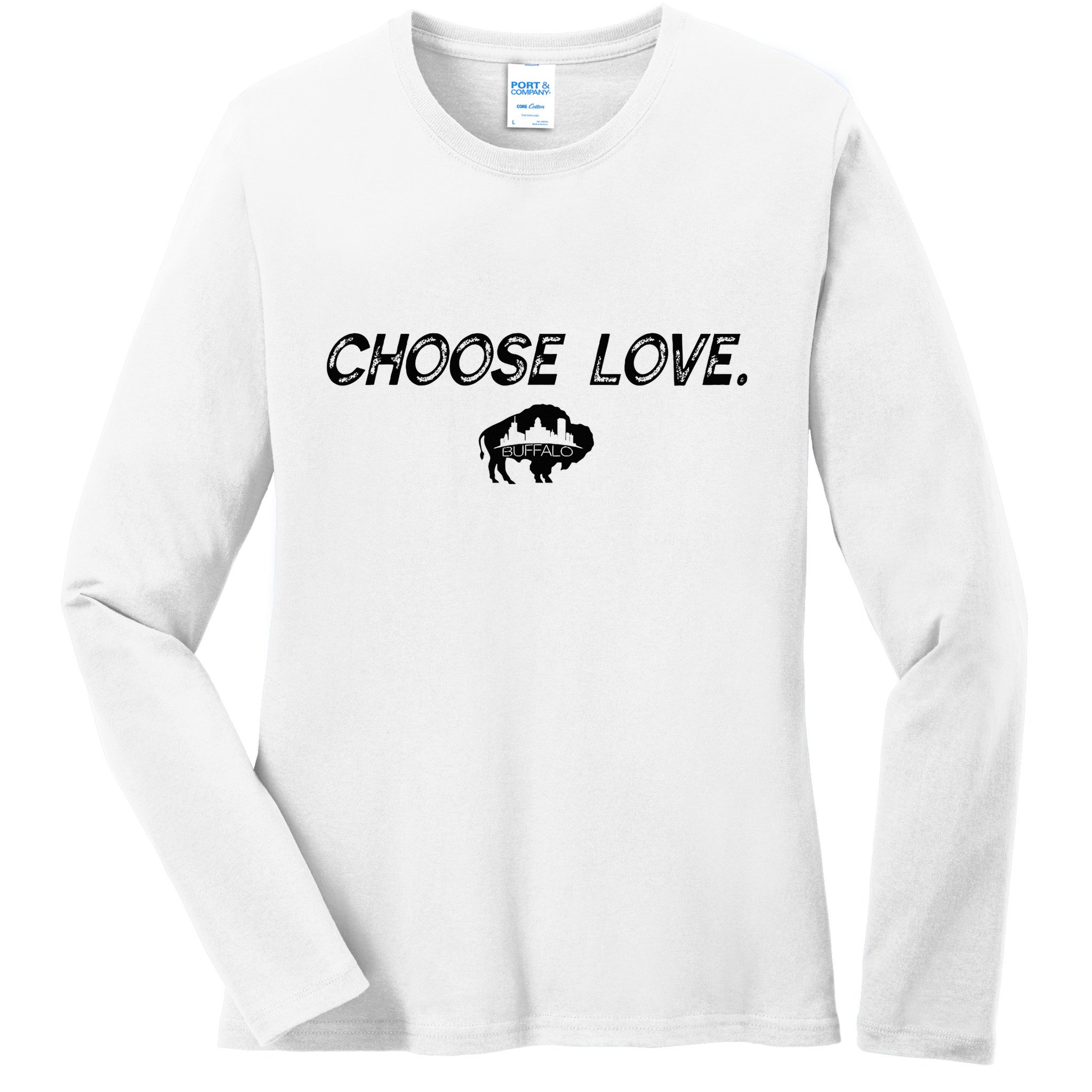 Choose Love Buffalo Stop Hate End Racism Choose Love Buffalo Ladies Long Sleeve Shirt