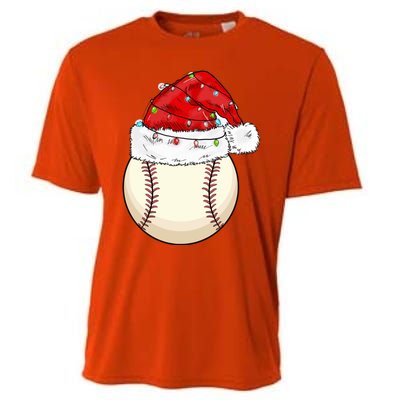 Christmas Lights Baseball Santa Hat Catcher Pitcher Pj Gift Cooling Performance Crew T-Shirt