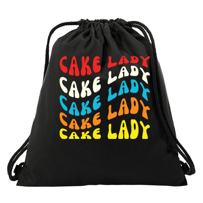 Cake Lady Baker Baking Funny Baker Drawstring Bag