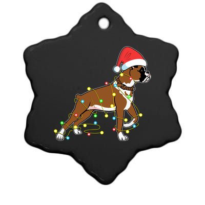 Christmas Lights Boxer Dog Lover Funny Gift Cool Gift Ceramic Star Ornament