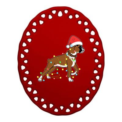 Christmas Lights Boxer Dog Lover Funny Gift Cool Gift Ceramic Oval Ornament