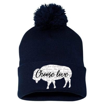 Choose Love Buffalo Pom Pom 12in Knit Beanie