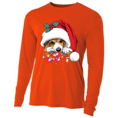 Christmas Lights Beagle Funny Dog Xmas Cool Gift Cooling Performance Long Sleeve Crew