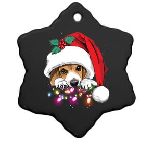 Christmas Lights Beagle Funny Dog Xmas Cool Gift Ceramic Star Ornament