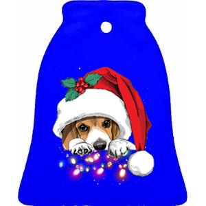 Christmas Lights Beagle Funny Dog Xmas Cool Gift Ceramic Bell Ornament