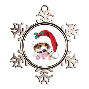 Christmas Lights Beagle Funny Dog Xmas Cool Gift Metallic Star Ornament