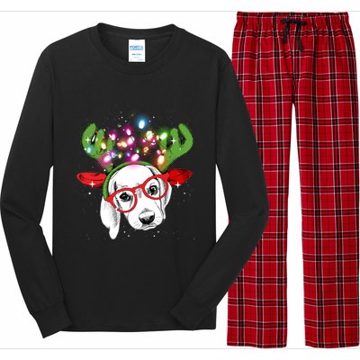 Christmas Lights Beagle Funny Xmas Funny Gift Long Sleeve Pajama Set