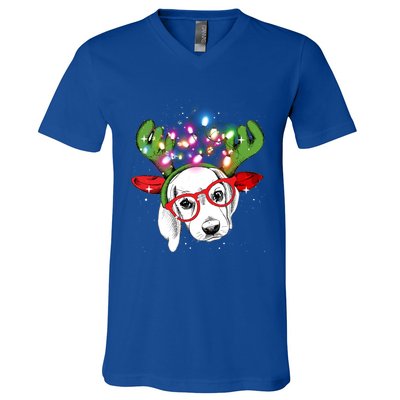 Christmas Lights Beagle Funny Xmas Funny Gift V-Neck T-Shirt