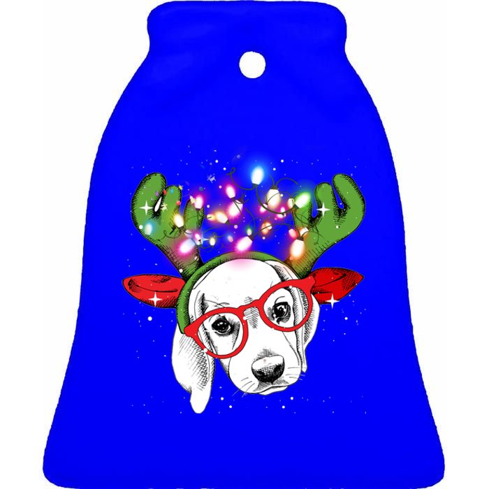 Christmas Lights Beagle Funny Xmas Funny Gift Ceramic Bell Ornament