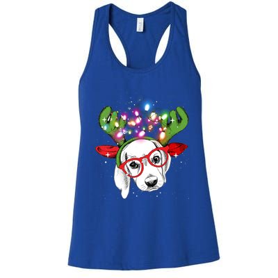 Christmas Lights Beagle Funny Xmas Funny Gift Women's Racerback Tank