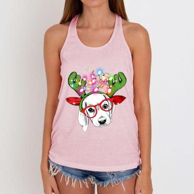 Christmas Lights Beagle Funny Xmas Funny Gift Women's Knotted Racerback Tank