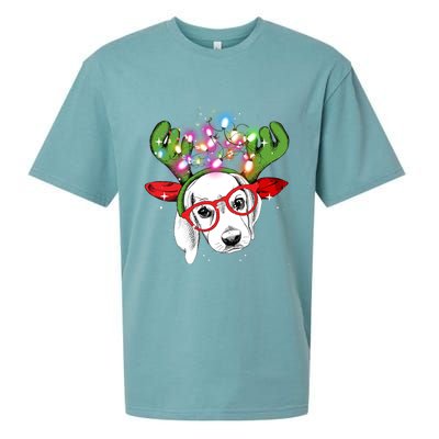 Christmas Lights Beagle Funny Xmas Funny Gift Sueded Cloud Jersey T-Shirt