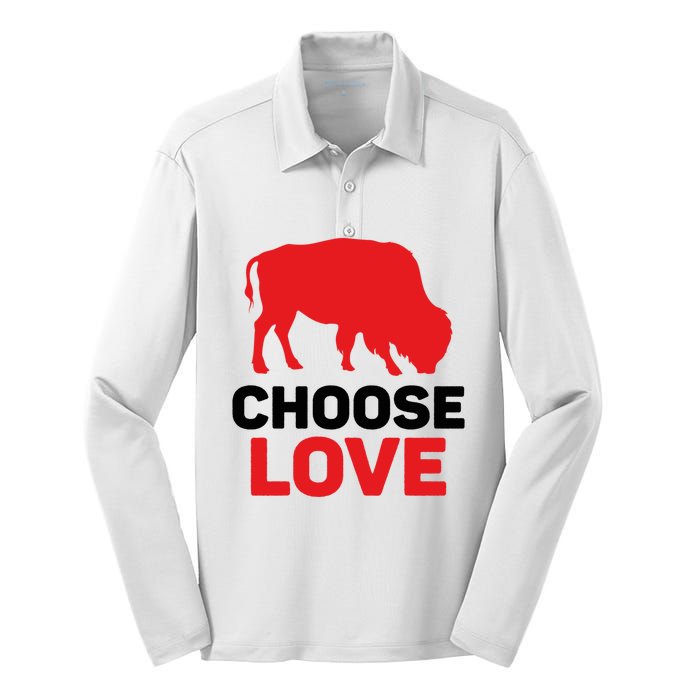 Choose Love Buffalo Gift Silk Touch Performance Long Sleeve Polo