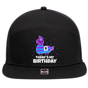 Cute Llama Birthday Party Celebration 7 Panel Mesh Trucker Snapback Hat