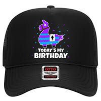 Cute Llama Birthday Party Celebration High Crown Mesh Back Trucker Hat