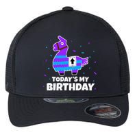 Cute Llama Birthday Party Celebration Flexfit Unipanel Trucker Cap