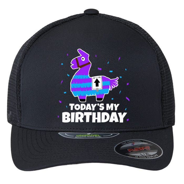 Cute Llama Birthday Party Celebration Flexfit Unipanel Trucker Cap