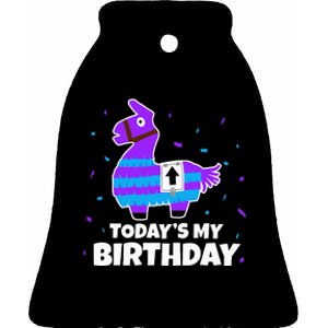 Cute Llama Birthday Party Celebration Ceramic Bell Ornament