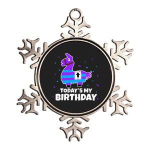 Cute Llama Birthday Party Celebration Metallic Star Ornament