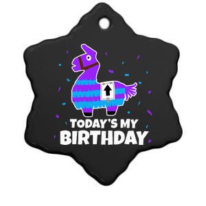 Cute Llama Birthday Party Celebration Ceramic Star Ornament