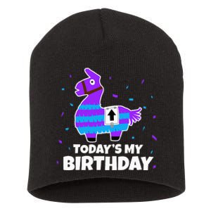 Cute Llama Birthday Party Celebration Short Acrylic Beanie