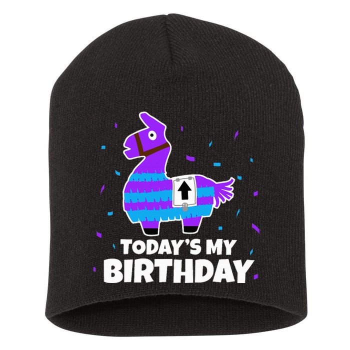 Cute Llama Birthday Party Celebration Short Acrylic Beanie