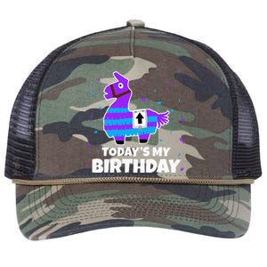 Cute Llama Birthday Party Celebration Retro Rope Trucker Hat Cap