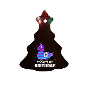 Cute Llama Birthday Party Celebration Ceramic Tree Ornament