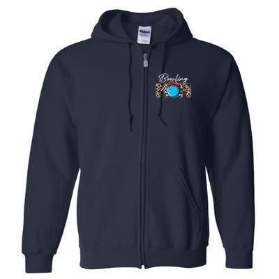 Cute Leopard Bowling Mom Mama Sport Lover Mother's Day Full Zip Hoodie