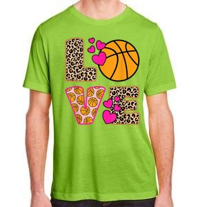 Cute Love Basketball Leopard Print Women Girls Basketball Adult ChromaSoft Performance T-Shirt