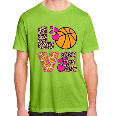 Cute Love Basketball Leopard Print Women Girls Basketball Adult ChromaSoft Performance T-Shirt