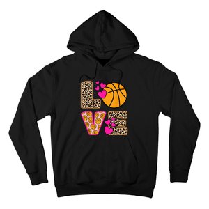 Cute Love Basketball Leopard Print Women Girls Basketball Hoodie