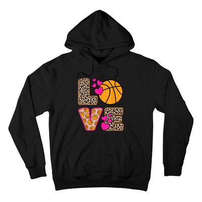 Cute Love Basketball Leopard Print Women Girls Basketball Hoodie