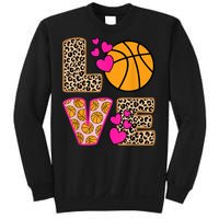 Cute Love Basketball Leopard Print Women Girls Basketball Sweatshirt