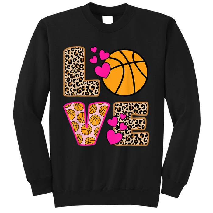 Cute Love Basketball Leopard Print Women Girls Basketball Sweatshirt