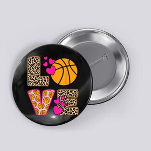 Cute Love Basketball Leopard Print Women Girls Basketball Button