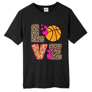 Cute Love Basketball Leopard Print Women Girls Basketball Tall Fusion ChromaSoft Performance T-Shirt