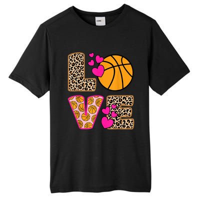 Cute Love Basketball Leopard Print Women Girls Basketball Tall Fusion ChromaSoft Performance T-Shirt