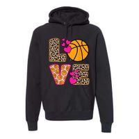 Cute Love Basketball Leopard Print Women Girls Basketball Premium Hoodie