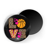 Cute Love Basketball Leopard Print Women Girls Basketball Magnet