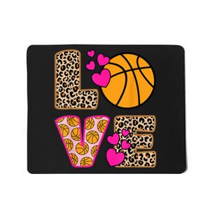 Cute Love Basketball Leopard Print Women Girls Basketball Mousepad