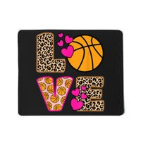 Cute Love Basketball Leopard Print Women Girls Basketball Mousepad