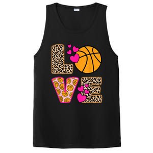 Cute Love Basketball Leopard Print Women Girls Basketball PosiCharge Competitor Tank