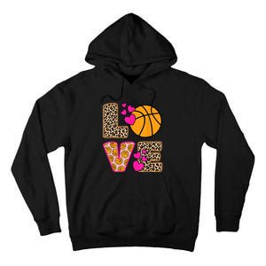 Cute Love Basketball Leopard Print Women Girls Basketball Tall Hoodie